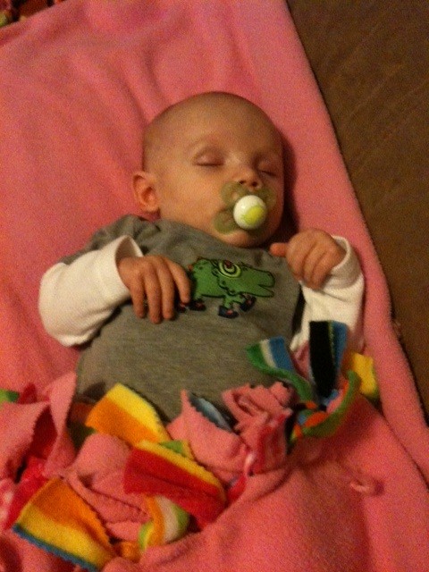 Nephew on a pink blanket? Tsk tsk mom! Ha just kidding. =]