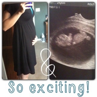 Me at 10 weeks and my first ultrasound (at 8 weeks).
