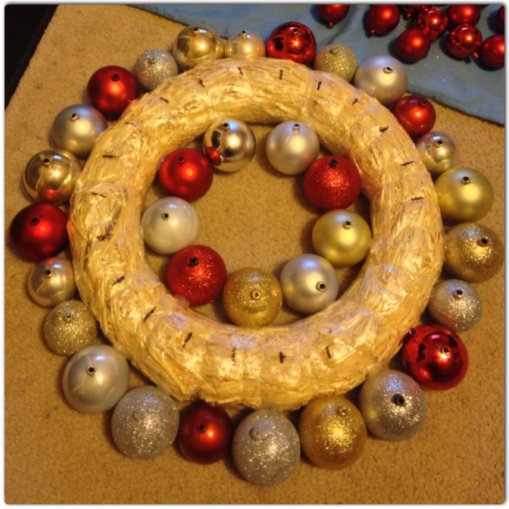 Beginning the ornament wreath