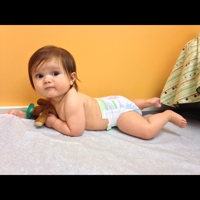 At his six month check up.